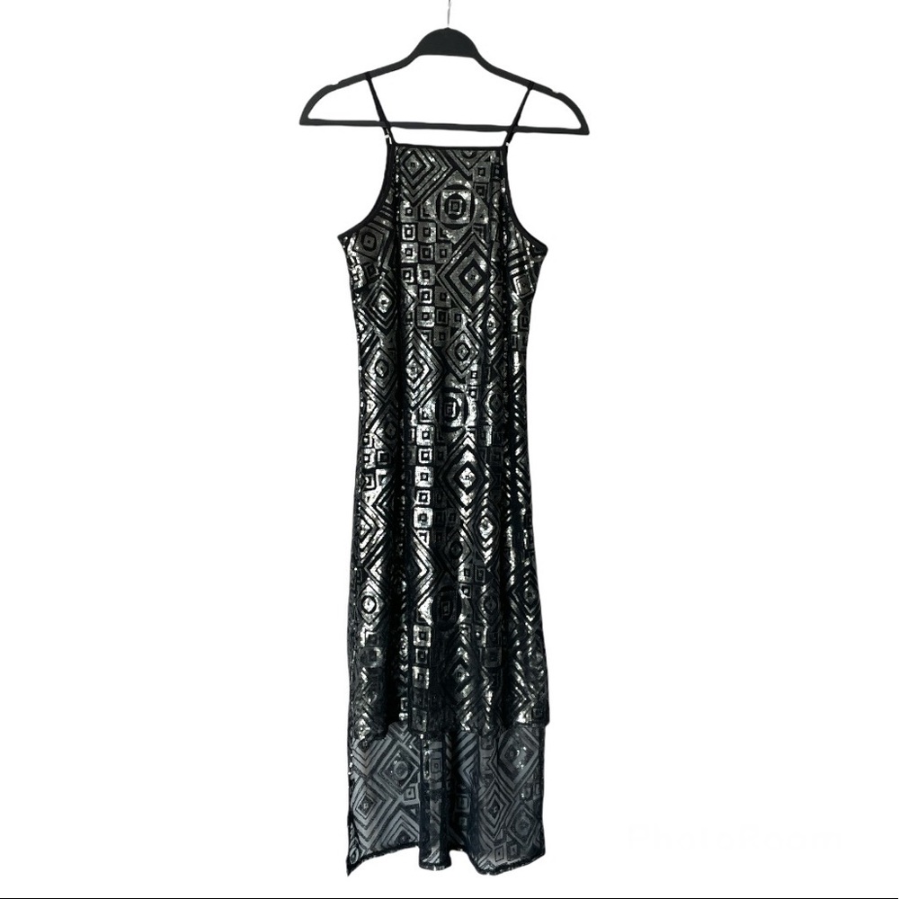 Bcbgeneration Silver Black Sequin Spaghetti Strap… - image 3